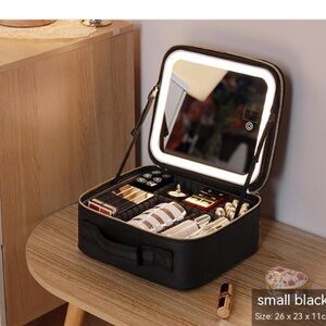 Samtour Travel Makeup Case Black Hard Side Adjustable Compartments 9x9x3.5"